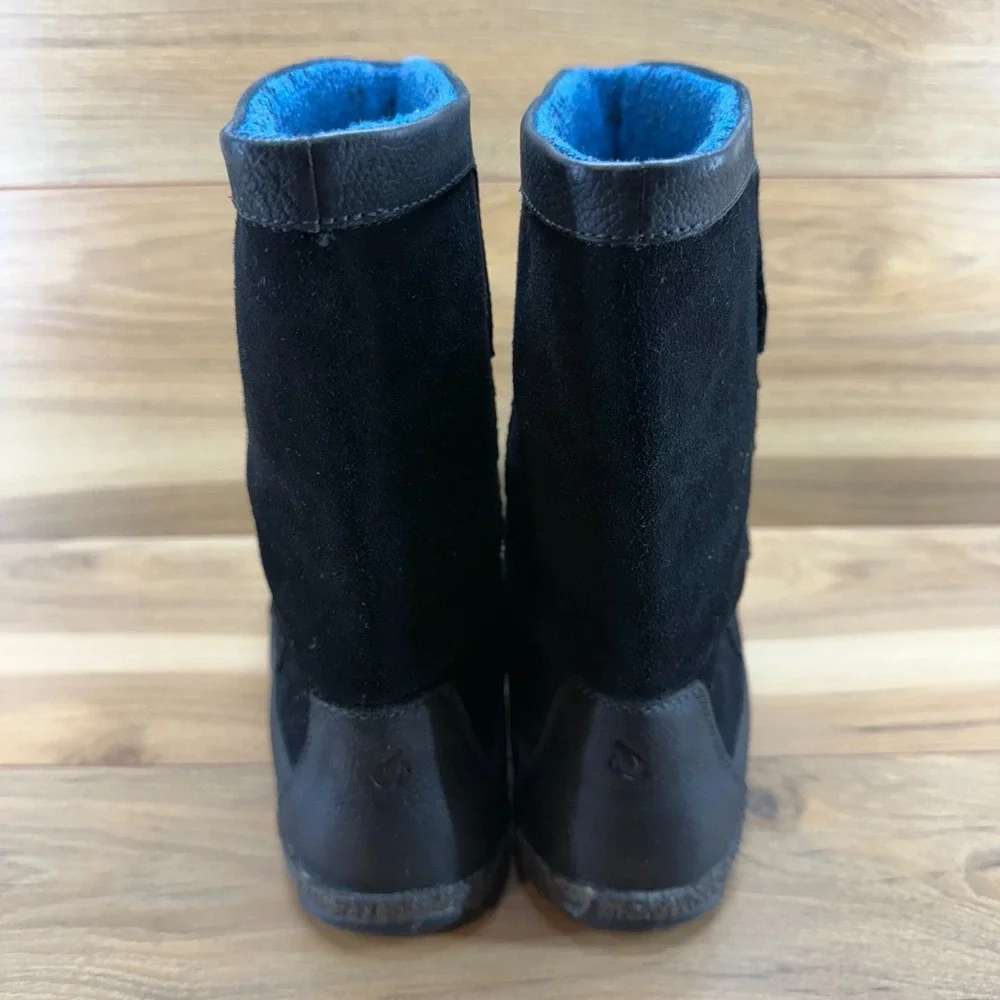 OLUKAI Kohana Boot Mens 10.5 Black Leather Suede Pull On Wool Lined